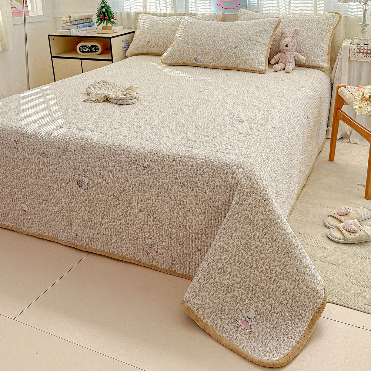 91家纺网 家纺一手货源 找家纺 （总）恒尚居 2026新款A双层纱B牛奶绒床盖双面两用夹棉床单学生床垫床褥子系列二