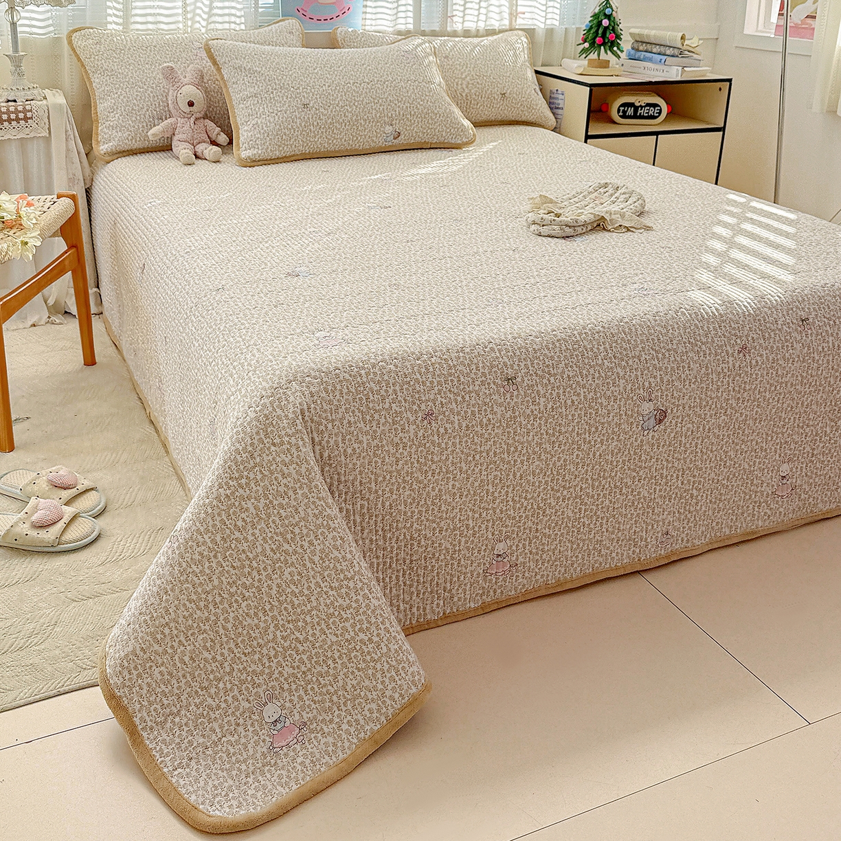 91家纺网 家纺一手货源 找家纺 （总）恒尚居 2026新款A双层纱B牛奶绒床盖双面两用夹棉床单学生床垫床褥子系列二