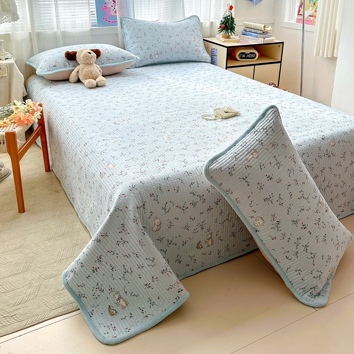 91家纺网 家纺一手货源 找家纺 （总）恒尚居 2026新款A双层纱B牛奶绒床盖双面两用夹棉床单学生床垫床褥子