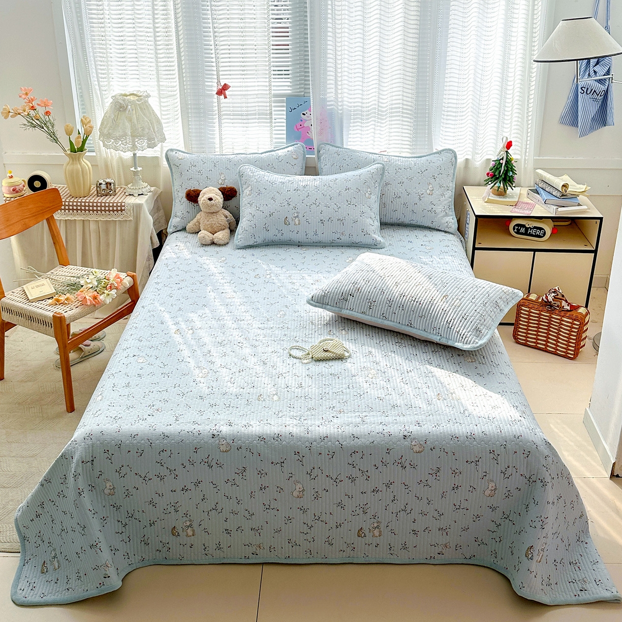 91家纺网 家纺一手货源 找家纺 （总）恒尚居 2024新款凤尾花磨毛夹棉防水床笠【支持定做】