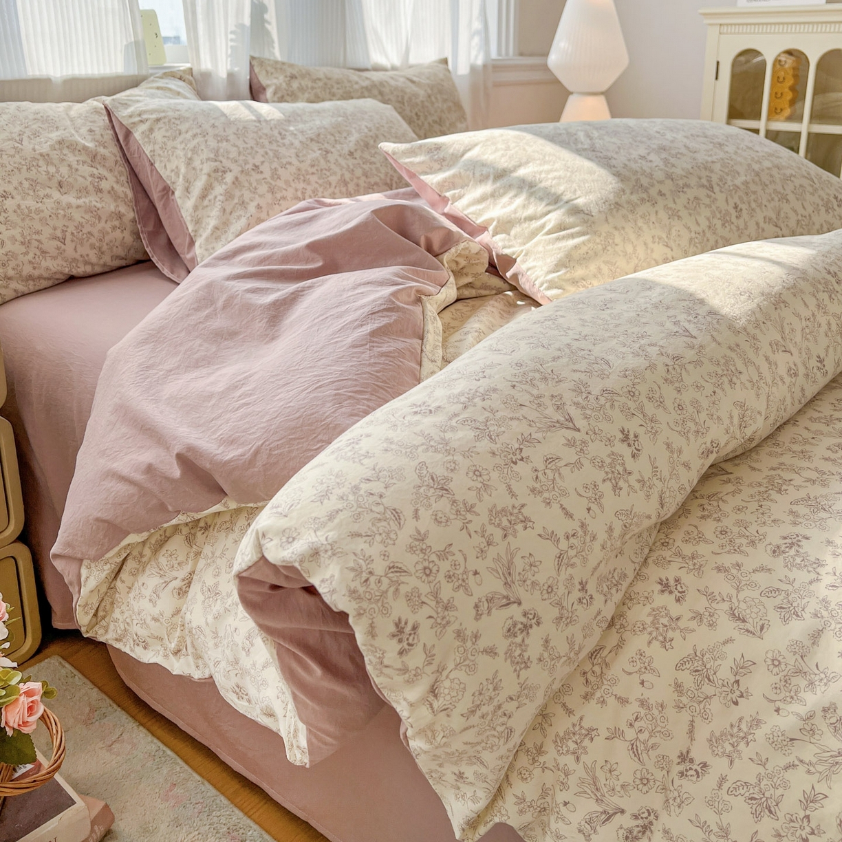 91家纺网 家纺一手货源 找家纺 （总）格真 2026新款韩国小布袋A类古法水洗仿棉云感纱四件套