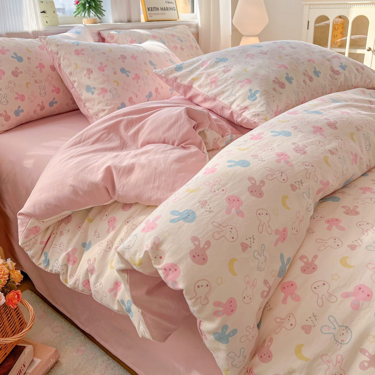 91家纺网 家纺一手货源 找家纺 （总）格真 2026新款韩国小布袋A类古法水洗仿棉云感纱四件套