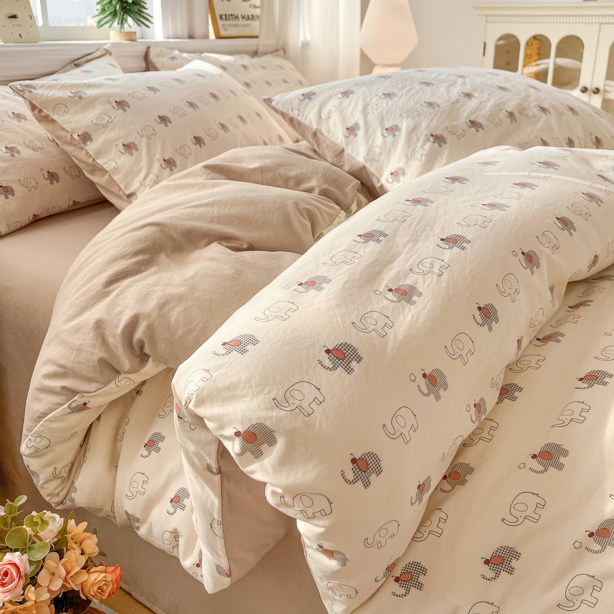 91家纺网 家纺一手货源 找家纺 （总）格真 2026新款韩国小布袋A类古法水洗仿棉云感纱四件套