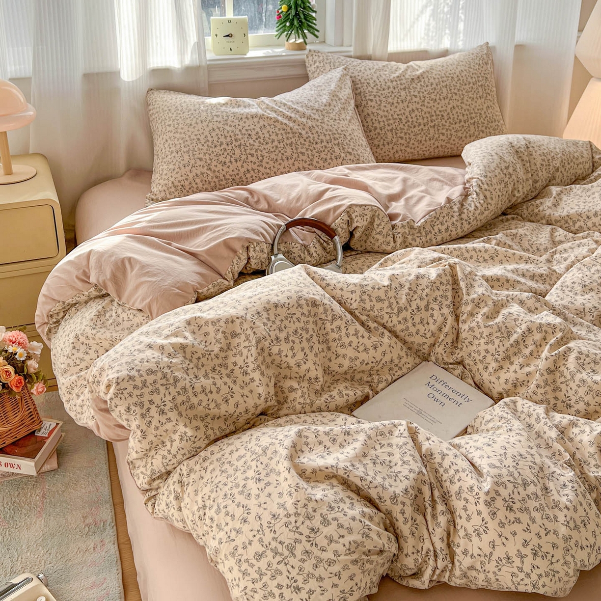 91家纺网 家纺一手货源 找家纺 格真 2026新款韩国小布袋A类古法水洗仿棉云感纱四件套 赫拉