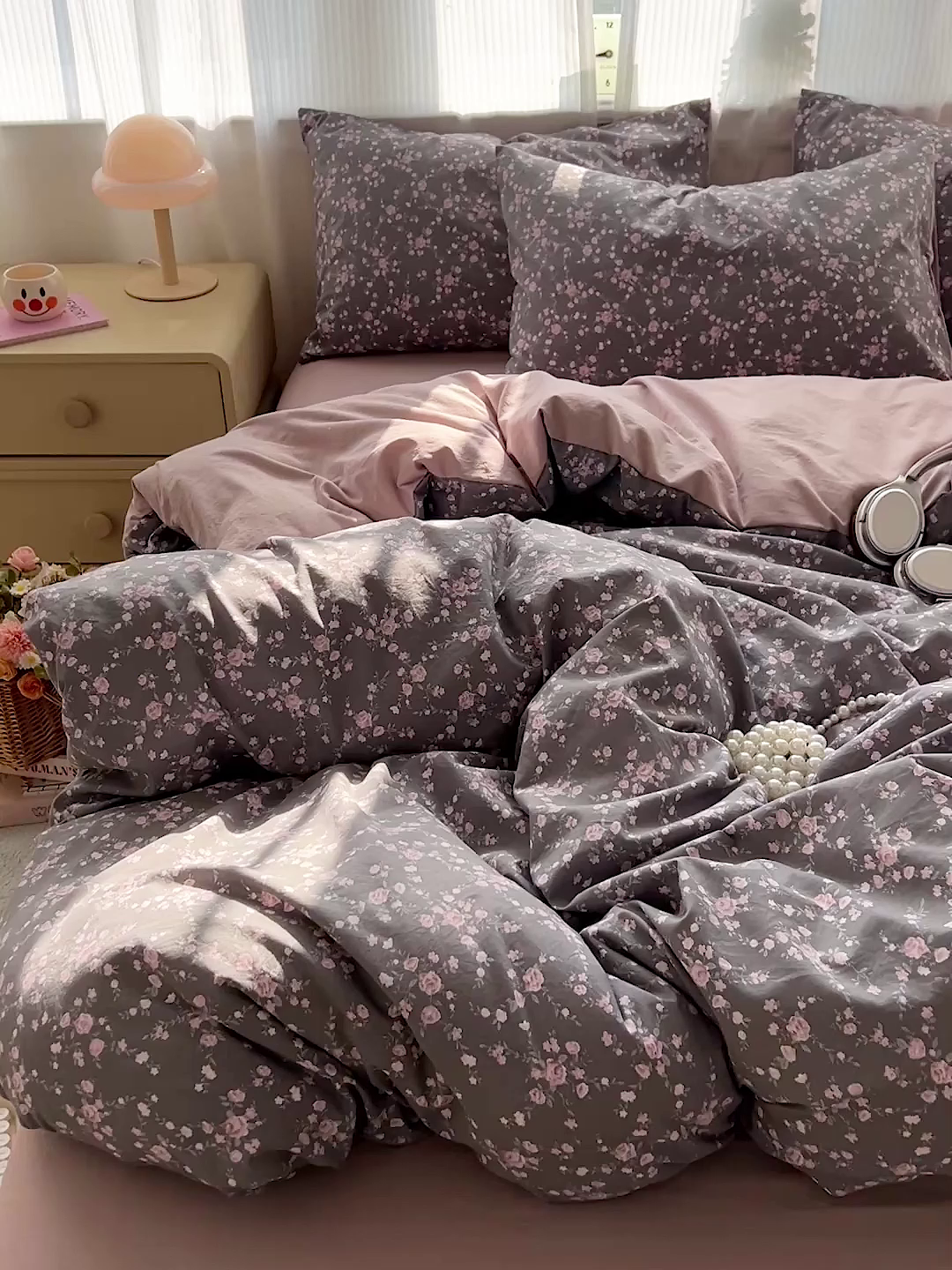 91家纺网 家纺一手货源 找家纺 格真 2026新款韩国小布袋A类古法水洗仿棉云感纱四件套 罗逸淮