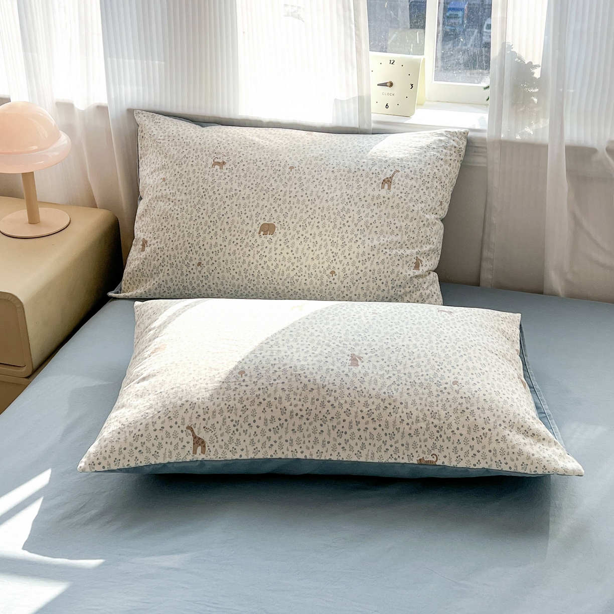 91家纺网 家纺一手货源 找家纺 格真 2026新款韩国小布袋A类古法水洗仿棉云感纱四件套 萌物