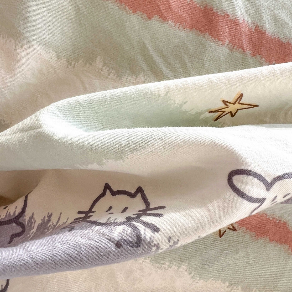 91家纺网 家纺一手货源 找家纺 格真 2026新款韩国小布袋A类古法水洗仿棉云感纱四件套 梦乡