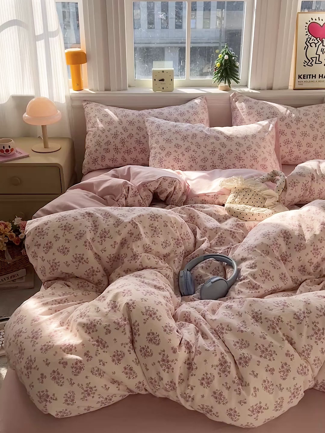 91家纺网 家纺一手货源 找家纺 格真 2026新款韩国小布袋A类古法水洗仿棉云感纱四件套 七分甜