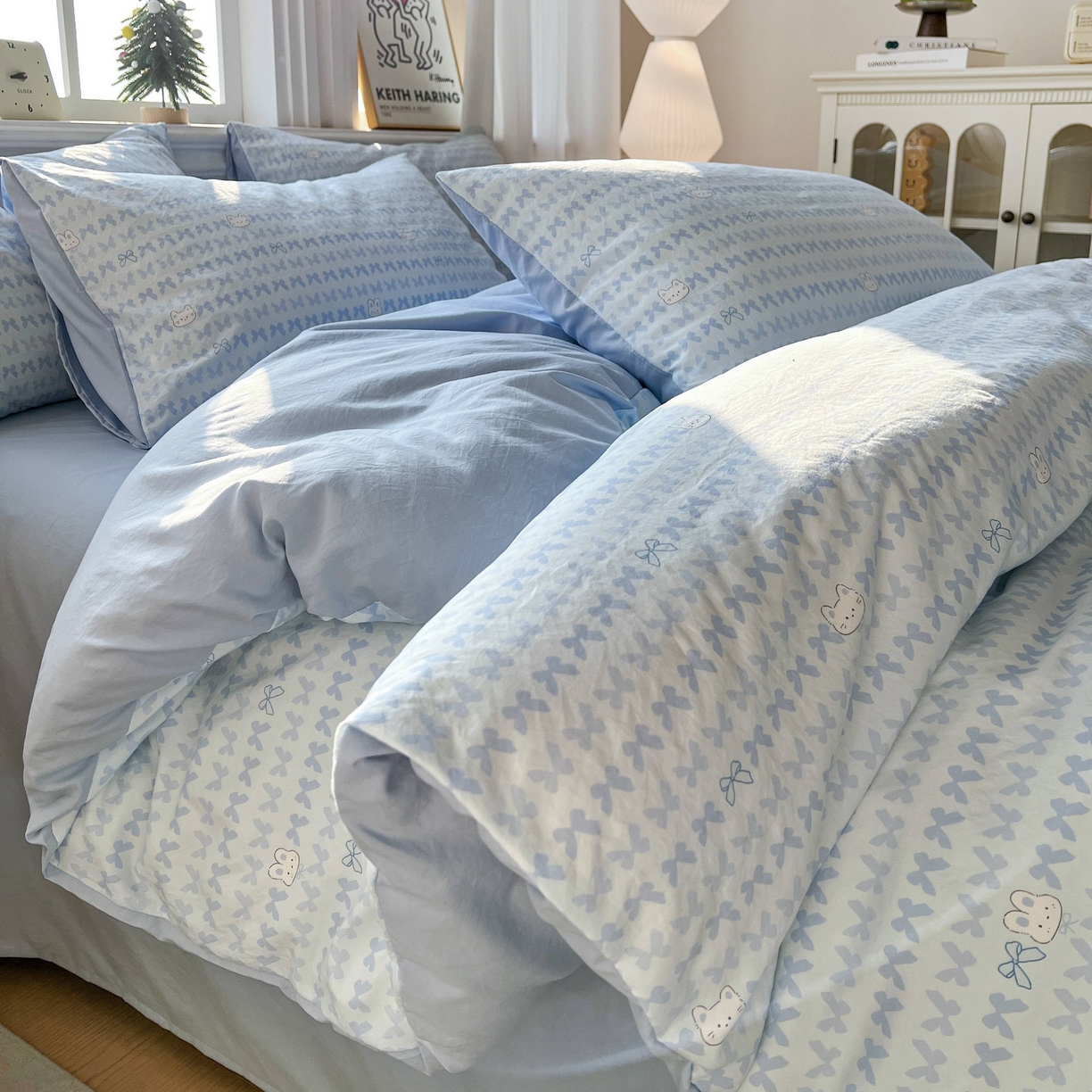 格真 2026新款韩国小布袋A类古法水洗仿棉云感纱四件套 知音