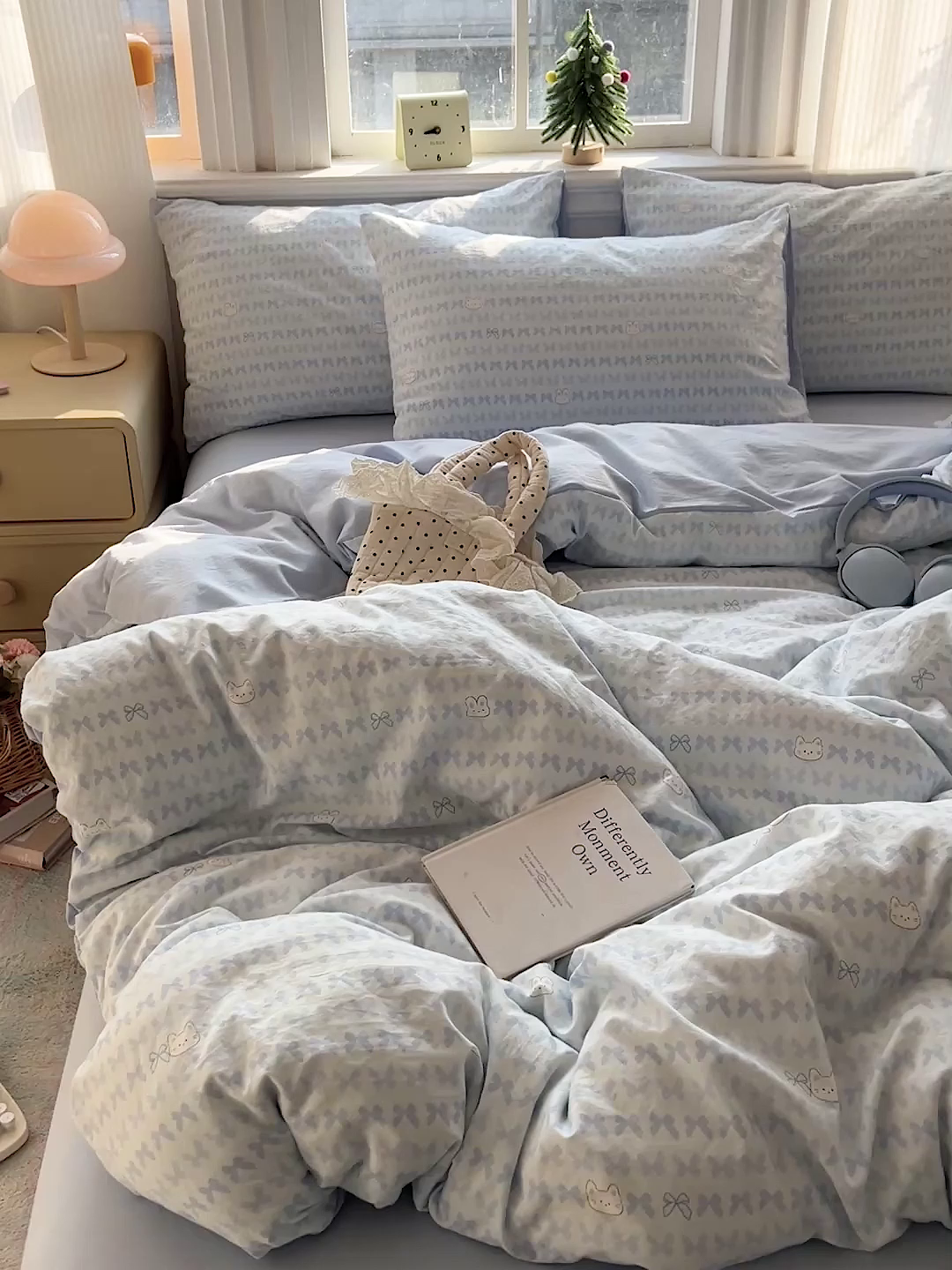 91家纺网 家纺一手货源 找家纺 格真 2026新款韩国小布袋A类古法水洗仿棉云感纱四件套 知音