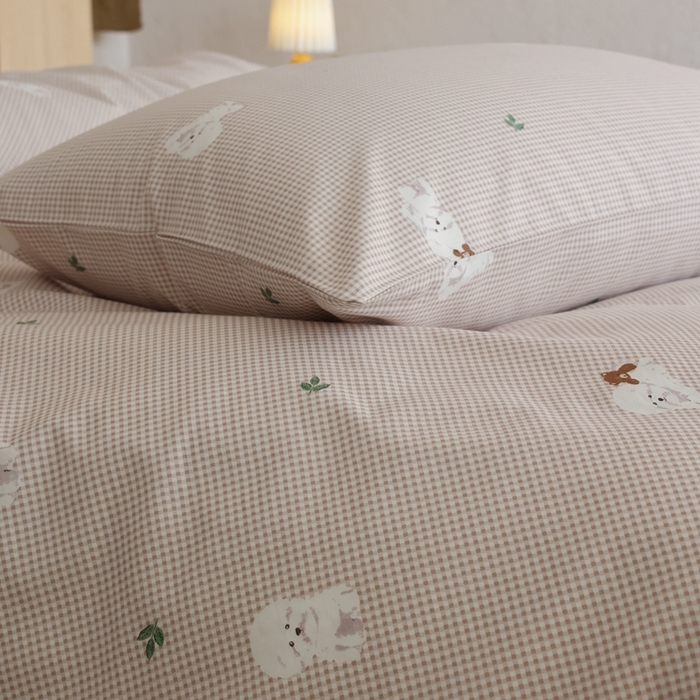 91家纺网 家纺一手货源 找家纺 棉眠 2026新款卡通40S全棉纯棉四件套-哈吉米 格子狗