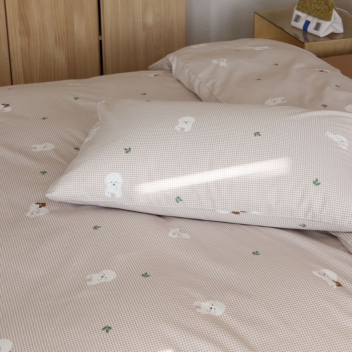 91家纺网 家纺一手货源 找家纺 棉眠 2026新款卡通40S全棉纯棉四件套-哈吉米 格子狗