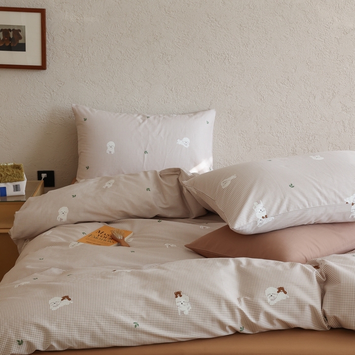 91家纺网 家纺一手货源 找家纺 棉眠 2026新款卡通40S全棉纯棉四件套-哈吉米 格子狗