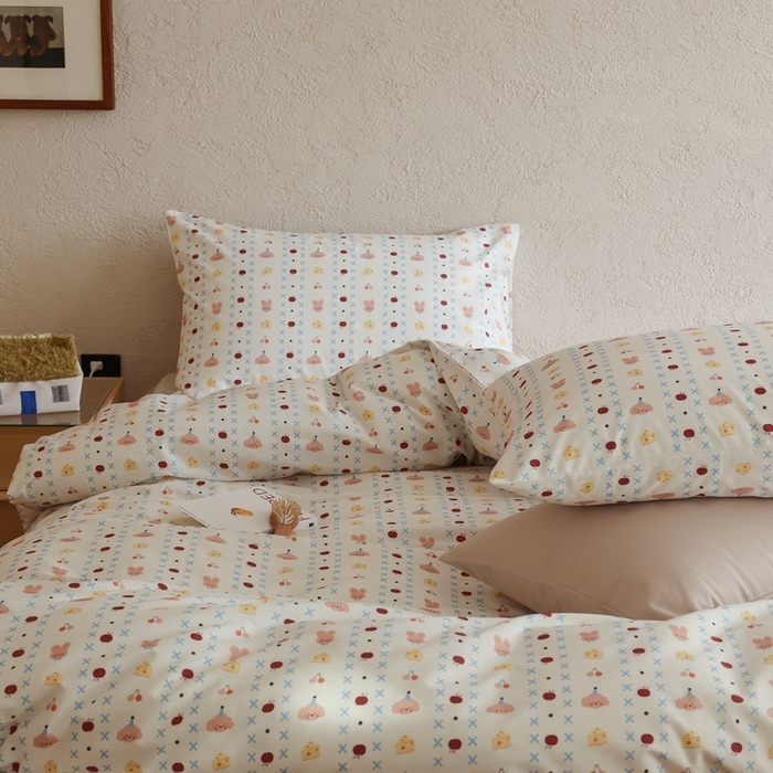 91家纺网 家纺一手货源 找家纺 棉眠 2026新款卡通40S全棉纯棉四件套-哈吉米 芝士奶油