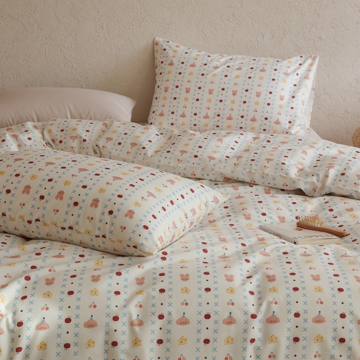 91家纺网 家纺一手货源 找家纺 棉眠 2026新款卡通40S全棉纯棉四件套-哈吉米 芝士奶油