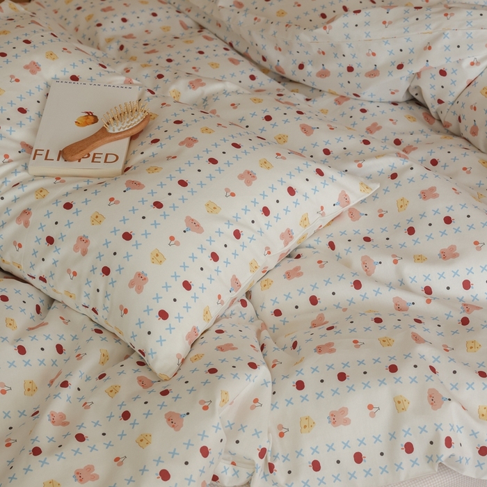 91家纺网 家纺一手货源 找家纺 棉眠 2026新款卡通40S全棉纯棉四件套-哈吉米 芝士奶油