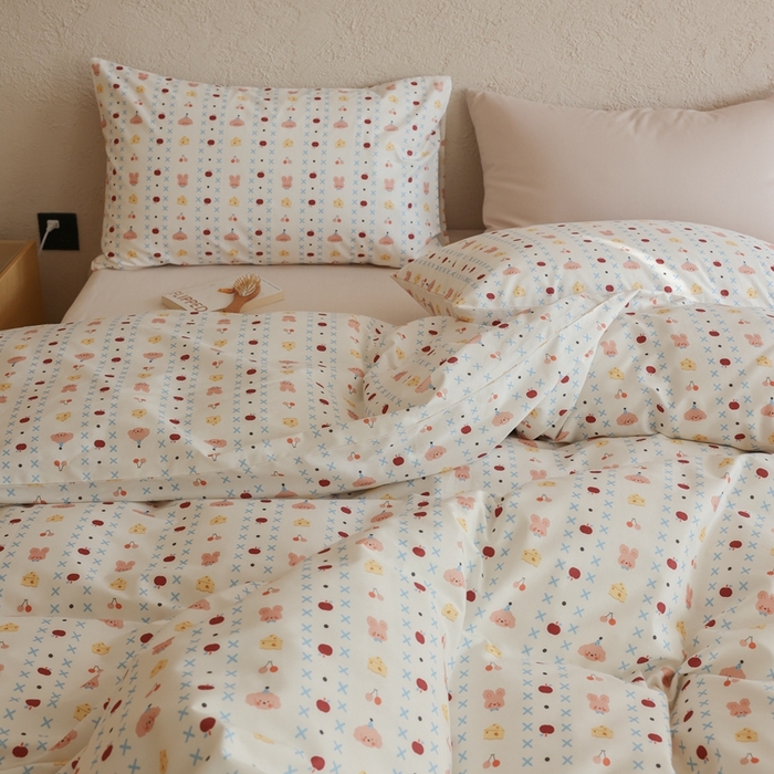 91家纺网 家纺一手货源 找家纺 棉眠 2026新款卡通40S全棉纯棉四件套-哈吉米 芝士奶油