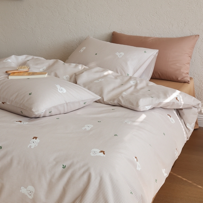 91家纺网 家纺一手货源 找家纺 棉眠 2026新款卡通40S全棉纯棉四件套-哈吉米 格子狗