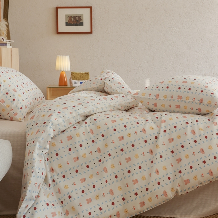 91家纺网 家纺一手货源 找家纺 棉眠 2026新款卡通40S全棉纯棉四件套-哈吉米 芝士奶油