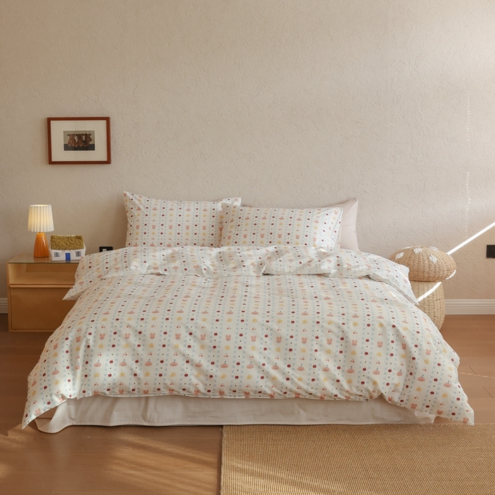 91家纺网 家纺一手货源 找家纺 棉眠 2026新款卡通40S全棉纯棉四件套-哈吉米 芝士奶油