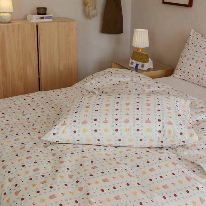 91家纺网 家纺一手货源 找家纺 棉眠 2026新款卡通40S全棉纯棉四件套-哈吉米 芝士奶油