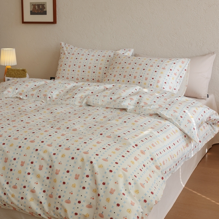 91家纺网 家纺一手货源 找家纺 棉眠 2026新款卡通40S全棉纯棉四件套-哈吉米 芝士奶油