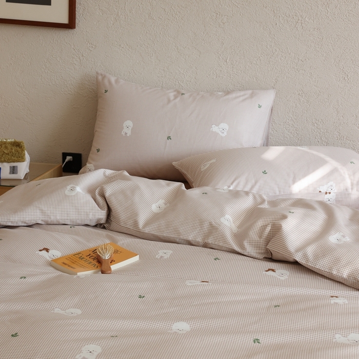 91家纺网 家纺一手货源 找家纺 棉眠 2026新款卡通40S全棉纯棉四件套-哈吉米 格子狗