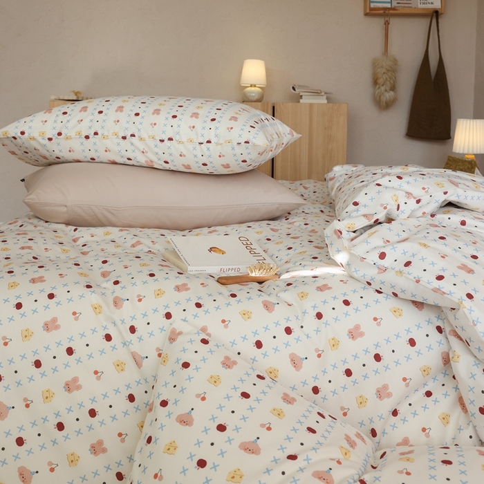 91家纺网 家纺一手货源 找家纺 棉眠 2026新款卡通40S全棉纯棉四件套-哈吉米 芝士奶油