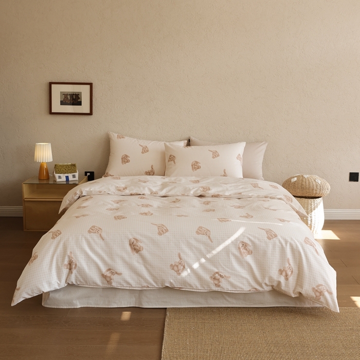 91家纺网 家纺一手货源 找家纺 棉眠 2026新款卡通40S全棉纯棉四件套-哈吉米 邦尼兔