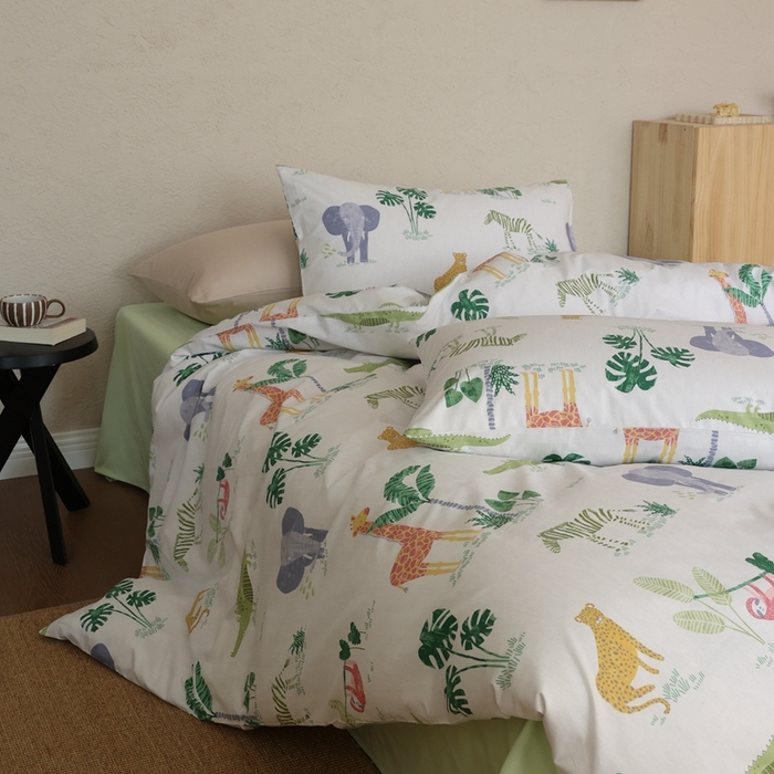 91家纺网 家纺一手货源 找家纺 棉眠 2026新款卡通40S全棉纯棉四件套-哈吉米 丛林奇遇