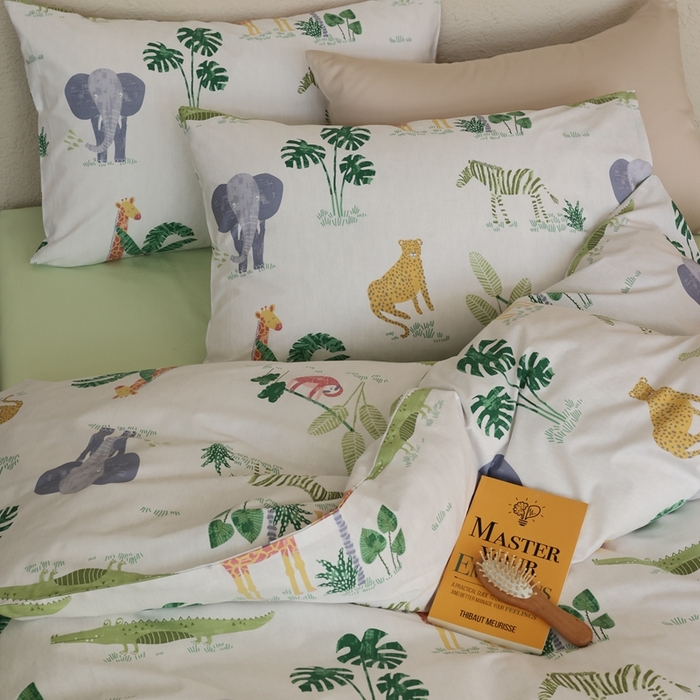 91家纺网 家纺一手货源 找家纺 棉眠 2026新款卡通40S全棉纯棉四件套-哈吉米 丛林奇遇