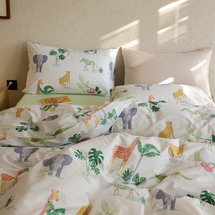 91家纺网 家纺一手货源 找家纺 棉眠 2026新款卡通40S全棉纯棉四件套-哈吉米 丛林奇遇