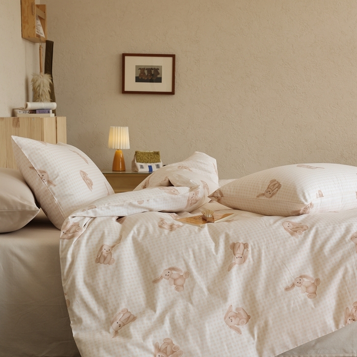 91家纺网 家纺一手货源 找家纺 棉眠 2026新款卡通40S全棉纯棉四件套-哈吉米 邦尼兔