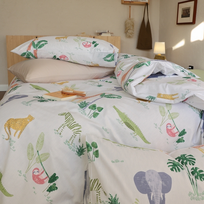 91家纺网 家纺一手货源 找家纺 棉眠 2026新款卡通40S全棉纯棉四件套-哈吉米 丛林奇遇