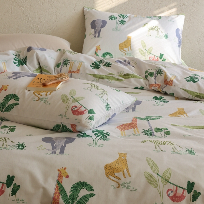 91家纺网 家纺一手货源 找家纺 棉眠 2026新款卡通40S全棉纯棉四件套-哈吉米 丛林奇遇