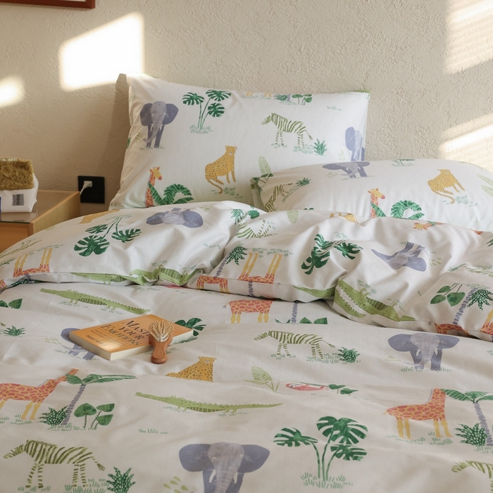 91家纺网 家纺一手货源 找家纺 棉眠 2026新款卡通40S全棉纯棉四件套-哈吉米 丛林奇遇