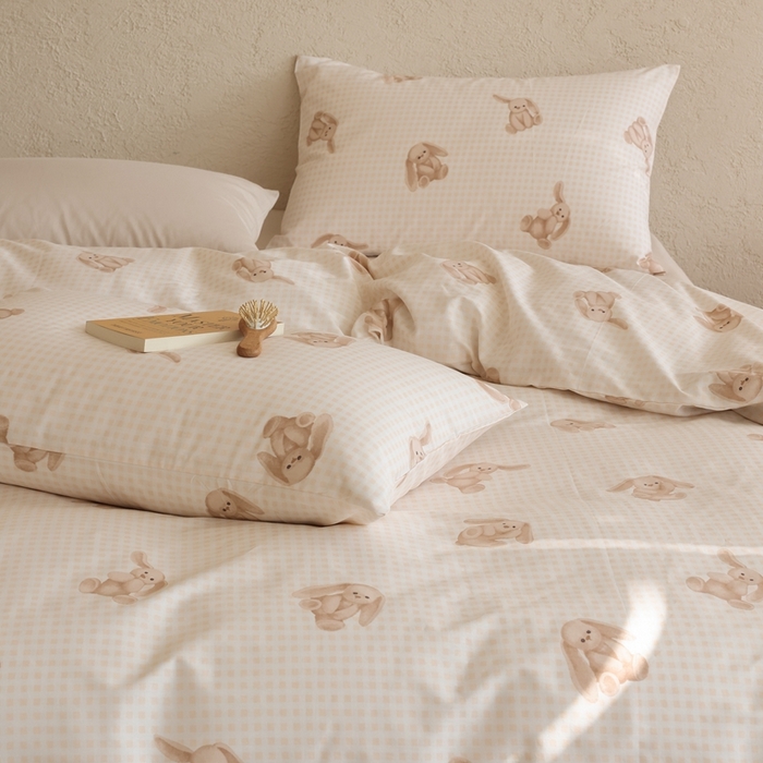 91家纺网 家纺一手货源 找家纺 棉眠 2026新款卡通40S全棉纯棉四件套-哈吉米 邦尼兔