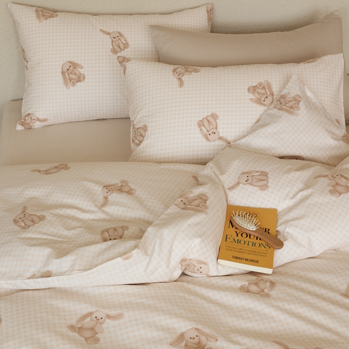 91家纺网 家纺一手货源 找家纺 棉眠 2026新款卡通40S全棉纯棉四件套-哈吉米 邦尼兔