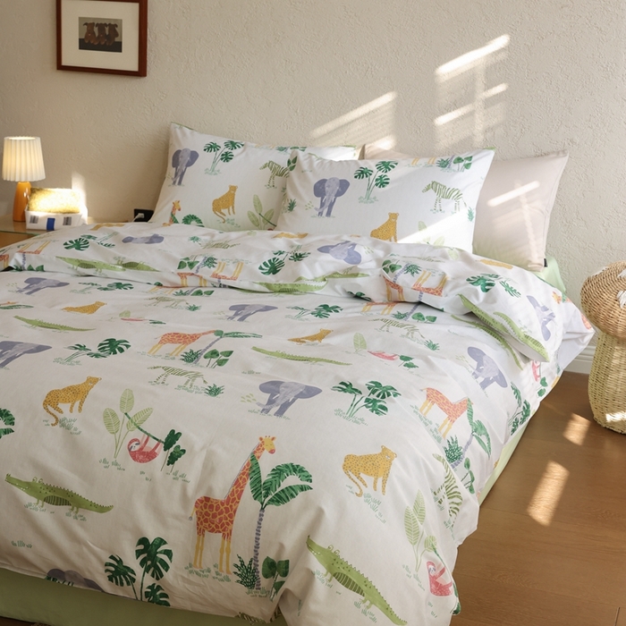 91家纺网 家纺一手货源 找家纺 棉眠 2026新款卡通40S全棉纯棉四件套-哈吉米 丛林奇遇