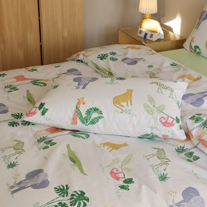 91家纺网 家纺一手货源 找家纺 棉眠 2026新款卡通40S全棉纯棉四件套-哈吉米 丛林奇遇