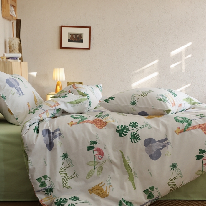 91家纺网 家纺一手货源 找家纺 棉眠 2026新款卡通40S全棉纯棉四件套-哈吉米 丛林奇遇