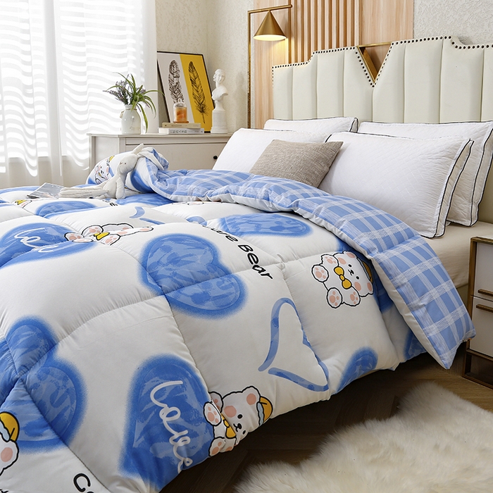 91家纺网 家纺一手货源 找家纺 友承家纺 2026新款床上用品加厚保暖冬被棉被春秋被褥被芯学生单人宿舍羽丝棉被水洗棉垫被 爱心小熊