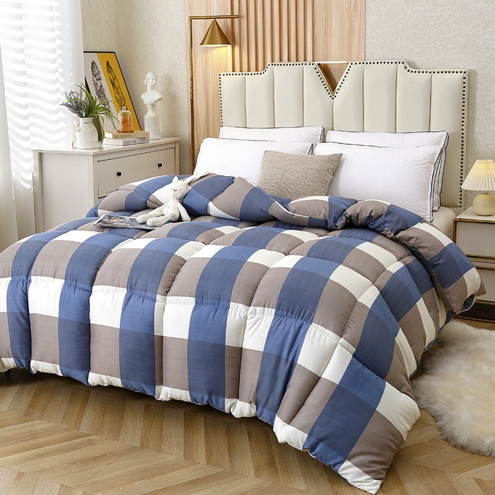 91家纺网 家纺一手货源 找家纺 友承家纺 2026新款床上用品加厚保暖冬被棉被春秋被褥被芯学生单人宿舍羽丝棉被水洗棉垫被 兰大格