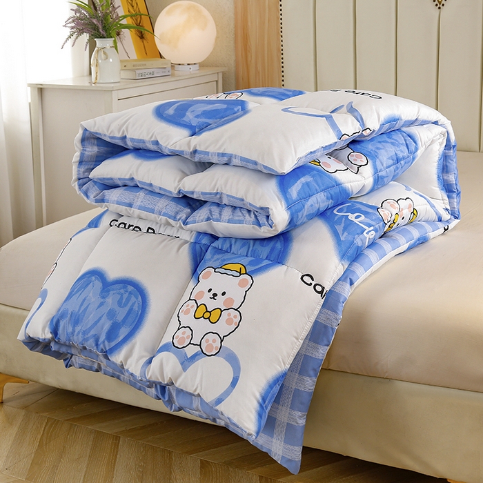 91家纺网 家纺一手货源 找家纺 友承家纺 2026新款床上用品加厚保暖冬被棉被春秋被褥被芯学生单人宿舍羽丝棉被水洗棉垫被 爱心小熊