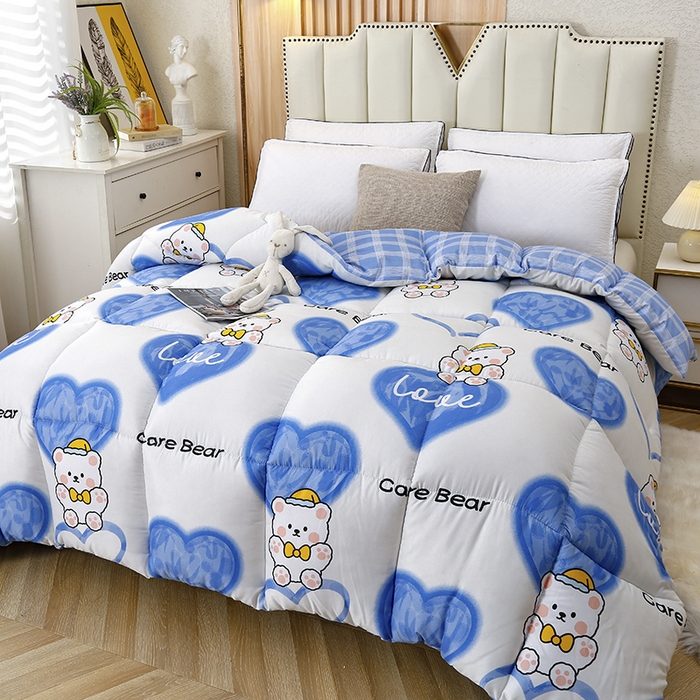 91家纺网 家纺一手货源 找家纺 友承家纺 2026新款床上用品加厚保暖冬被棉被春秋被褥被芯学生单人宿舍羽丝棉被水洗棉垫被 爱心小熊