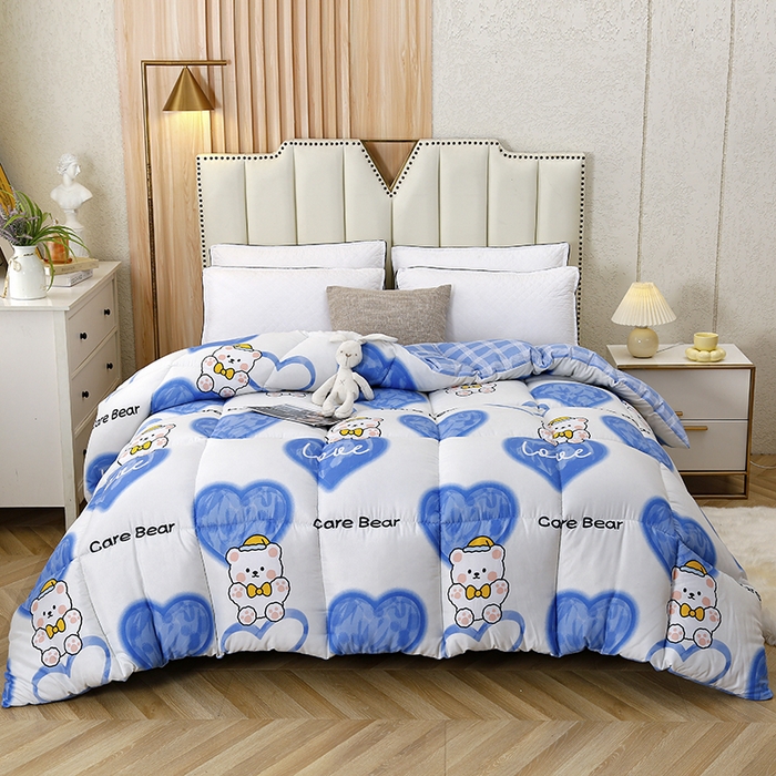 91家纺网 家纺一手货源 找家纺 友承家纺 2026新款床上用品加厚保暖冬被棉被春秋被褥被芯学生单人宿舍羽丝棉被水洗棉垫被 爱心小熊