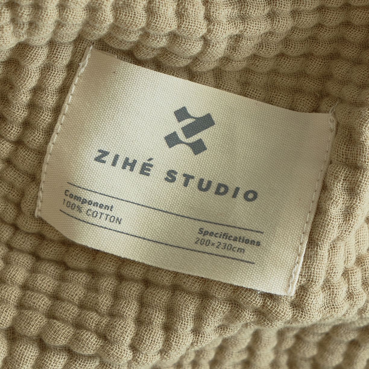 91家纺网 家纺一手货源 找家纺 子和 2024新款全棉四层纱流苏毯 鼠尾草绿