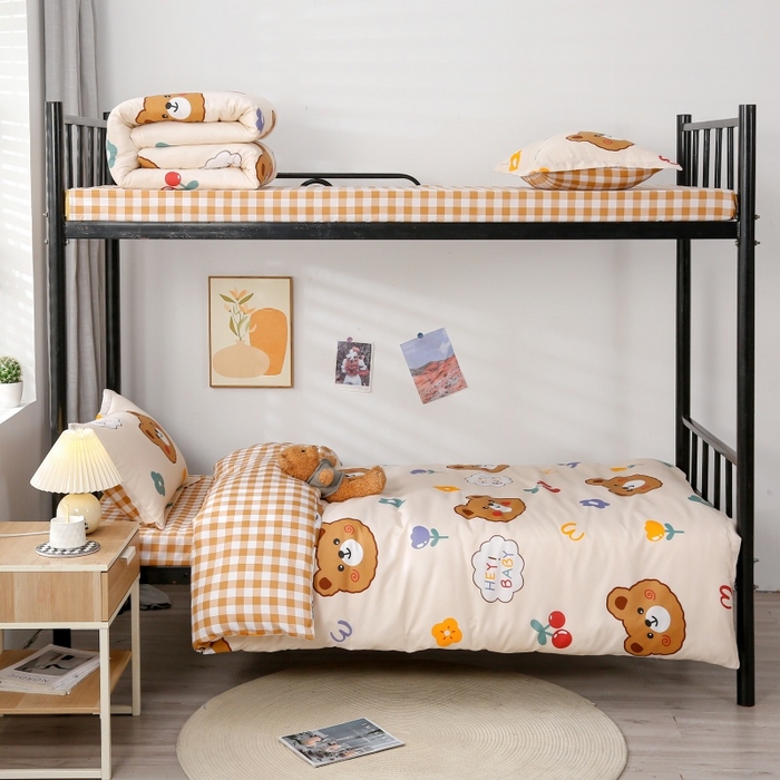 91家纺网 家纺一手货源 找家纺 友承家纺 2026新款床上用品磨毛四件套被单被套学生宿舍单人三件套被罩单件四季通用150cmx200cm baby熊