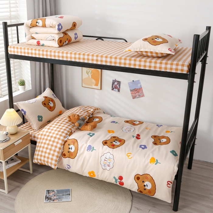 91家纺网 家纺一手货源 找家纺 友承家纺 2026新款床上用品磨毛四件套被单被套学生宿舍单人三件套被罩单件四季通用150cmx200cm baby熊