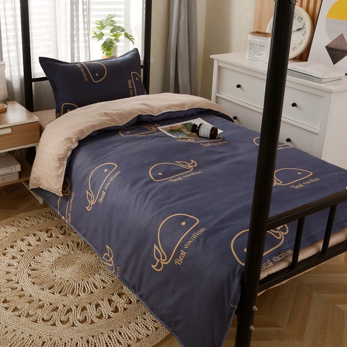 91家纺网 家纺一手货源 找家纺 友承家纺 2026新款床上用品磨毛四件套被单被套学生宿舍单人三件套被罩单件四季通用150cmx200cm 鲸鱼